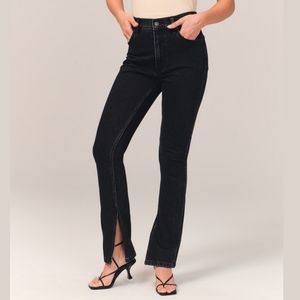 Abercrombie & Fitch Black High Rise Split Hem Flare Skinny Jeans